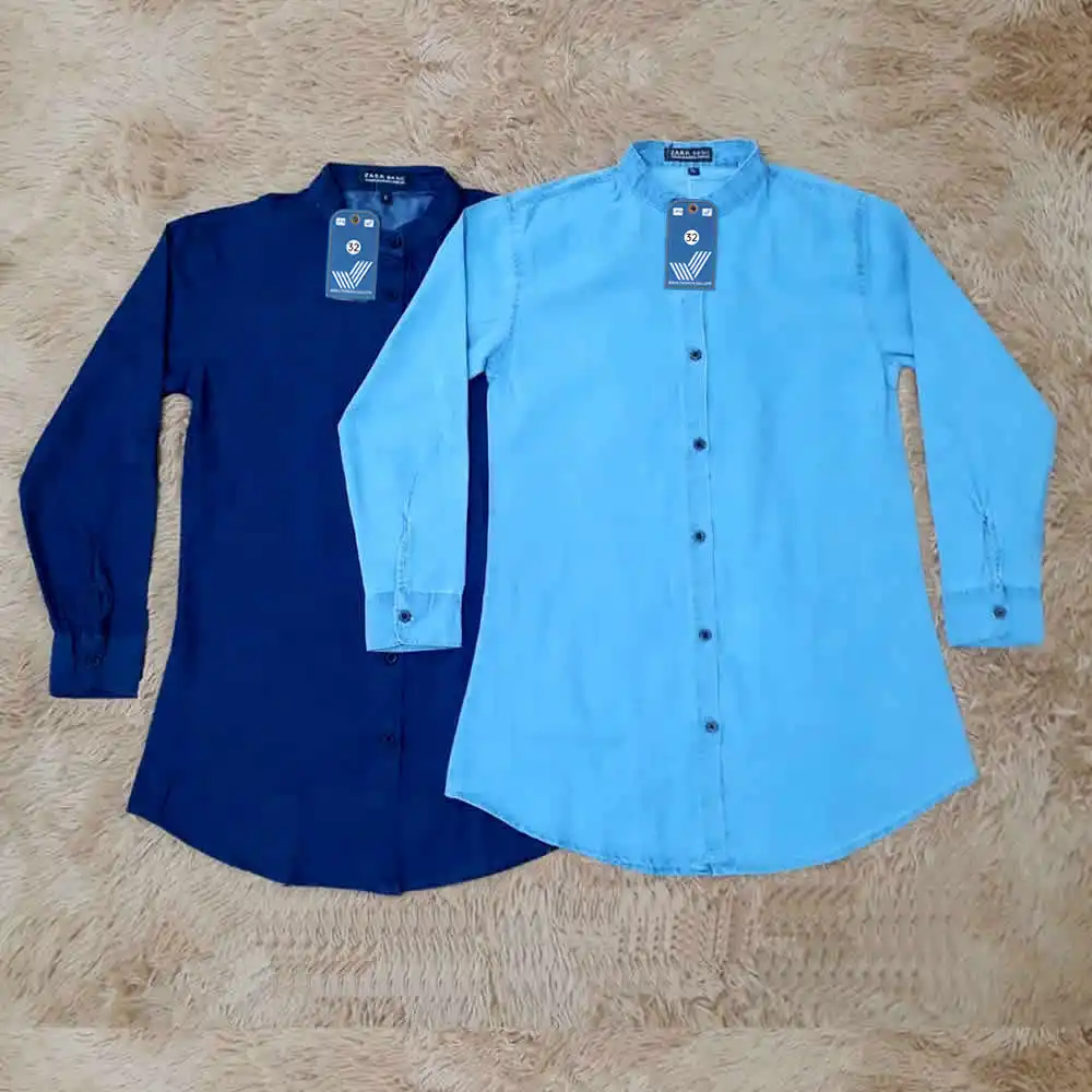 Girls Jeans Shirt – Blue Denim Oxford -- Jeans Fashion Gallery - two colors