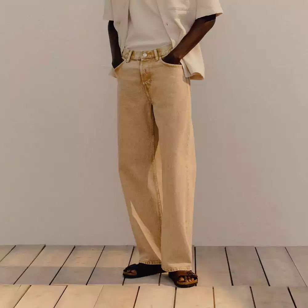 Beige Baggy Jeans – Men -- 100% Cotton Street-Fit Denim Bangladesh front view