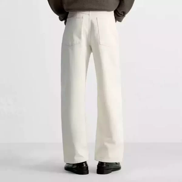 White Baggy Jeans for Men - 100% Cotton Oversized Denim BD back view